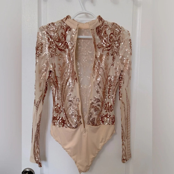 HONEY ROSE-GOLD SEQUIN BODYSUIT - Picture 7 of 7